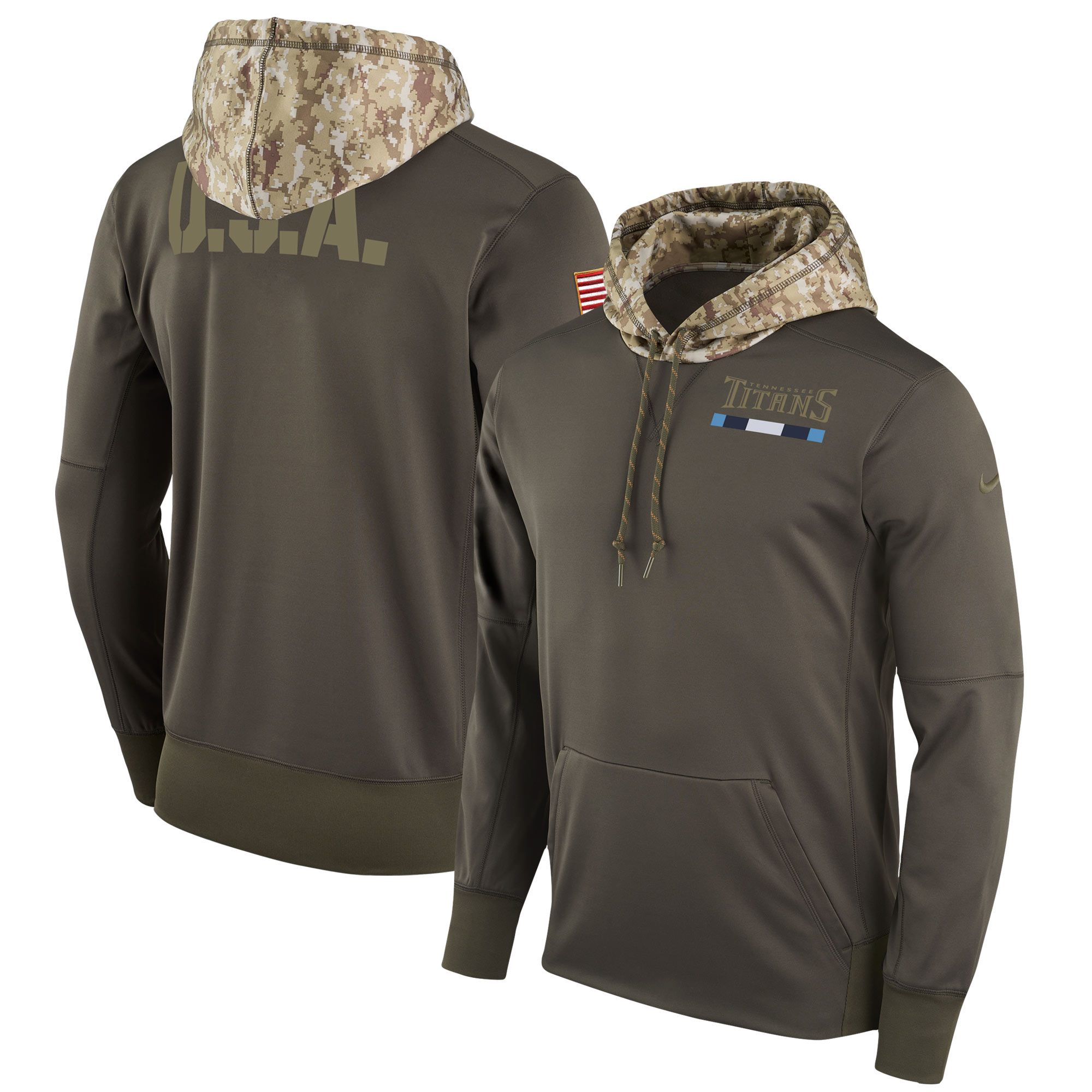 Men NFL Tennessee Titans Nike Olive Salute To Service Hoodie Green